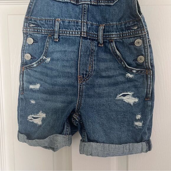 GAP Kids Cotton Distressed Denim Romper Blue Medium EUC - Picture 3 of 9